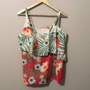 Tropical Floral Tankini Swim Top